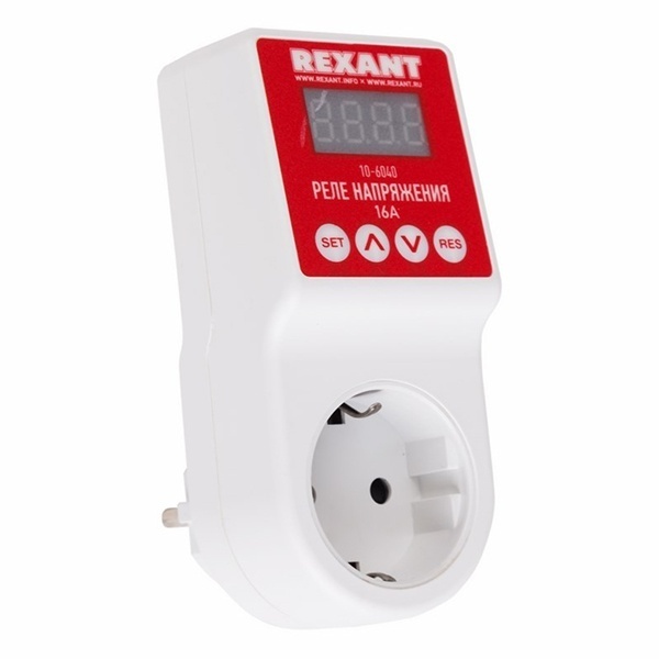 Реле напряжения Rexant 16А вилка-розетка c дисплеем