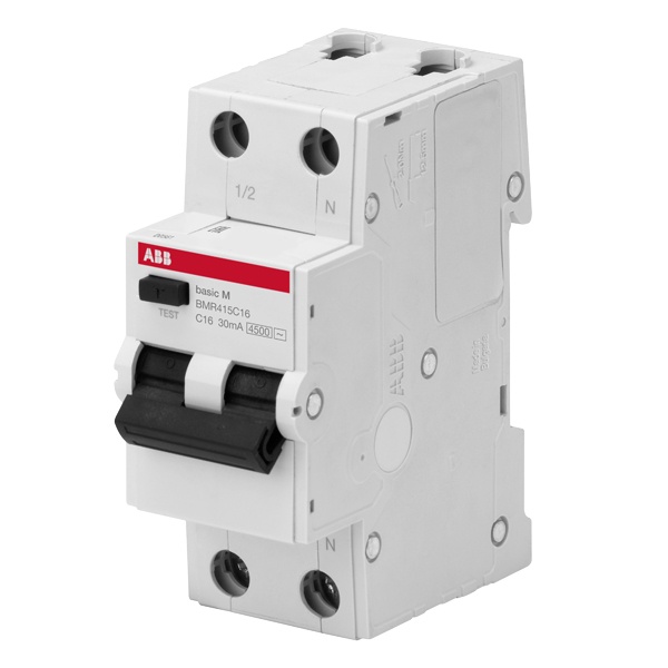 Дифференциальный автомат ABB Basic M C16А 30mA АС однофазный электромеханический 4,5кА BMR415C16 (дифавтомат, АВДТ)