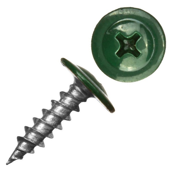 Саморез по металлу Tech-KREP СММ 4,2х16 острый с прессшайбой темно-зеленый [ведро 200шт]