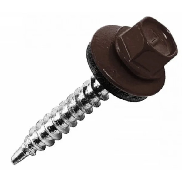 Саморез кровельный Tech-KREP 4,8х28 окрашенный RAL-8017 коричневый [ведро 300шт]