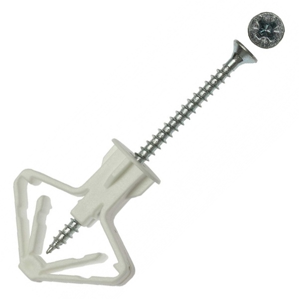 Дюбель Tech-KREP Бабочка 10х50 для гипсокртона с шурупом пластик [пакет 40шт]