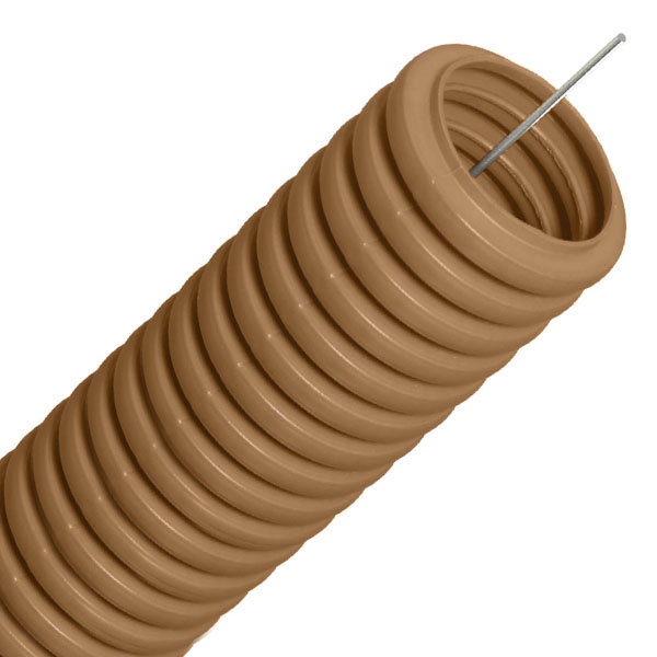 Труба гофрированная ПВХ Промрукав 16 мм гибкая с протяжкой под дерево бук [бухта 100м] (гофра для кабеля)