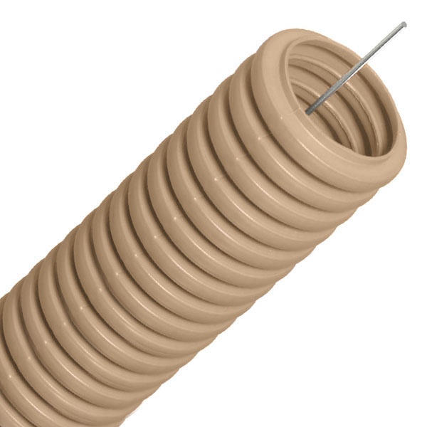 Труба гофрированная ПВХ Промрукав 20 мм гибкая с протяжкой под дерево сосна [бухта 100м] (гофра для кабеля)