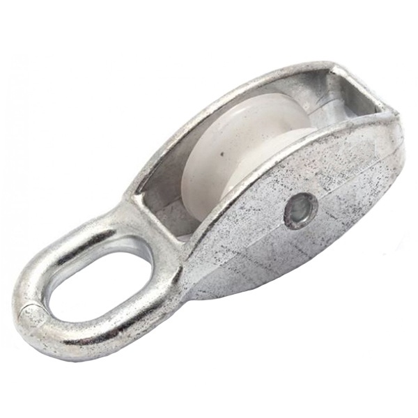 Блок для троса одинарный Партнер 50мм нейлоновый шкив (трос 12мм) оцинкованный