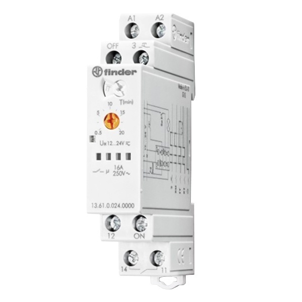 Реле многофункциональное шаговое/моностабильное Finder со сбросом, 1NO 16A 24В AC/DC на DIN-рейку