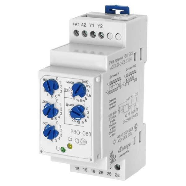 Реле времени Меандр РВО-083 0.01с-999ч 8А 24-240В AC/DC на DIN-рейку