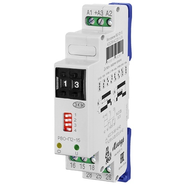 Реле времени Меандр РВО-П2-15 0.1с-99ч 5А 24В AC/DC 230В AC на DIN-рейку