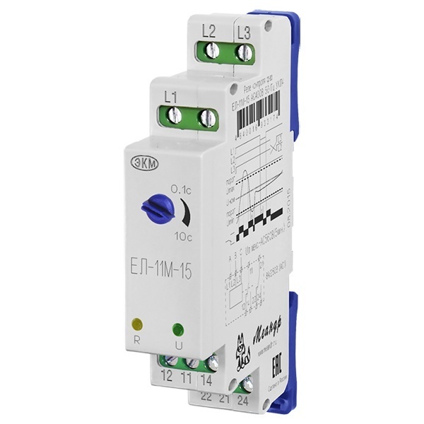 Трехфазное реле контроля напряжения/перекоса/обрыва/чередования фаз Меандр ЕЛ-11М-15 АС400В 2NO/NC