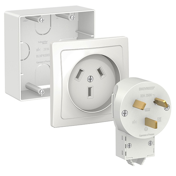 Комплект розетка с вилкой SE для плиты 32А, 2Р+N, 250В накладной монтаж