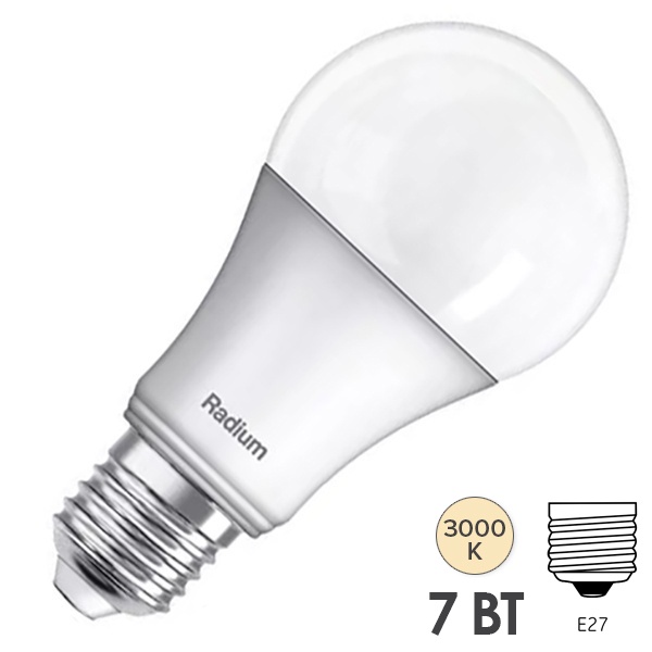 Лампа светодиодная Radium RL A60 7W (60W) 830 3000K 230V E27 FR тепло-белый свет