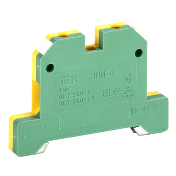Клеммник ИЭК ЗНИ-4PEN 4мм2 (JXB-земля) 35А желто-зеленый