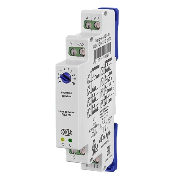 Реле времени однокомандное Меандр РВО-1М 0,3сек-10ч 1ПК ACDC24В/AC230В на DIN-рейку