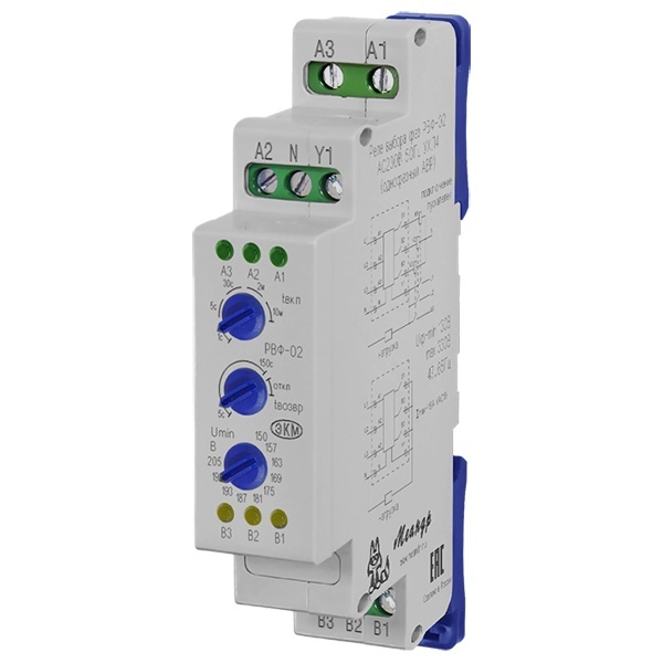 Реле выбора фаз Меандр РВФ-02 АС230В однофазный АВР с током нагрузки 8А УХЛ4