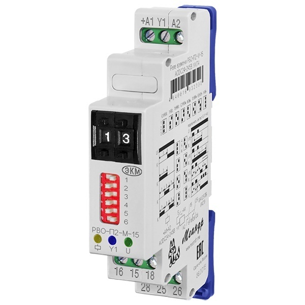 Реле времени однокомандное Меандр РВО-П2-М-15 ACDC24-245В УХЛ4 8 диаграмм работы на DIN-рейку