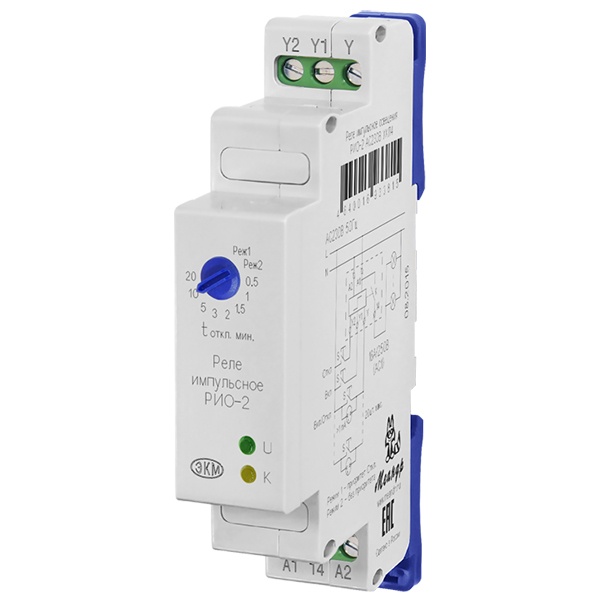 Импульсное реле освещения Меандр РИО-2 АС230В УХЛ4 таймер на срабатывание от 0,5мин. до 20мин.