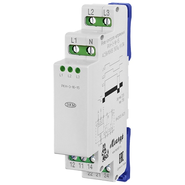 Трехфазное реле контроля напряжения Меандр РКН-3-16-15 АС58В/AC100В УХЛ4