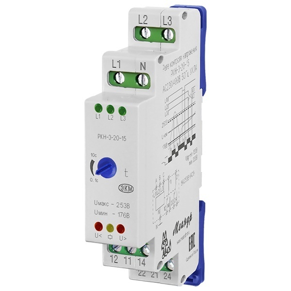 Трехфазное реле контроля напряжения Меандр РКН-3-20-15 АС230В/AC400В УХЛ4