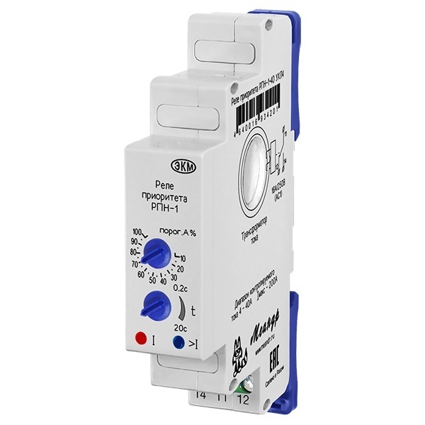 Реле приоритета нагрузки Меандр РПН-1-40 УХЛ4 4-40А, регулируемая задержка до 20с
