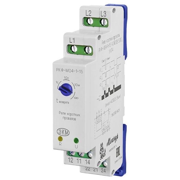 Реле контроля фаз Меандр РКФ-М04-1-15 AC 400В УХЛ4 обнаружение кратковременных пропаданий напряжения