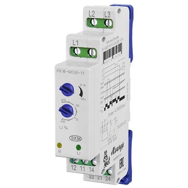 Реле контроля фаз Меандр РКФ-М06-11-15 AC 400В УХЛ4 с регулировкой нижнего порога