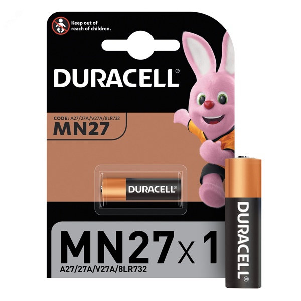 Батарейка Duracell MN27 A27/V27A 12V Alkaline (упаковка 1шт) 5000394023352