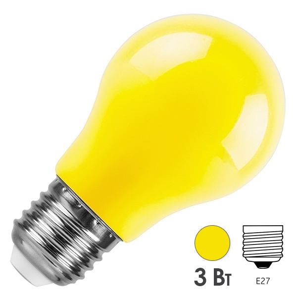 Лампа светодиодная Feron LB-375 груша A50 3W желтый 230V E27 матовая, для белт лайта
