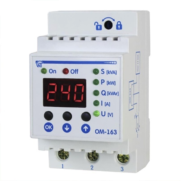 Ограничитель мощности Новатек ОМ-163 однофазный на DIN-рейку