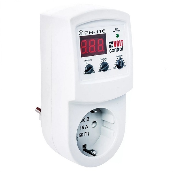 Реле напряжения Новатек РН-116 однофазное регулируемое 16А под розетку