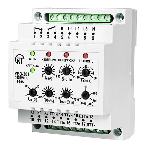 Универсальный блок защиты асинхронных двигателей Новатек УБЗ-301 5-50A