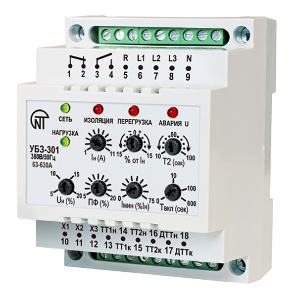 Универсальный блок защиты асинхронных двигателей Новатек УБЗ-301 63-630A
