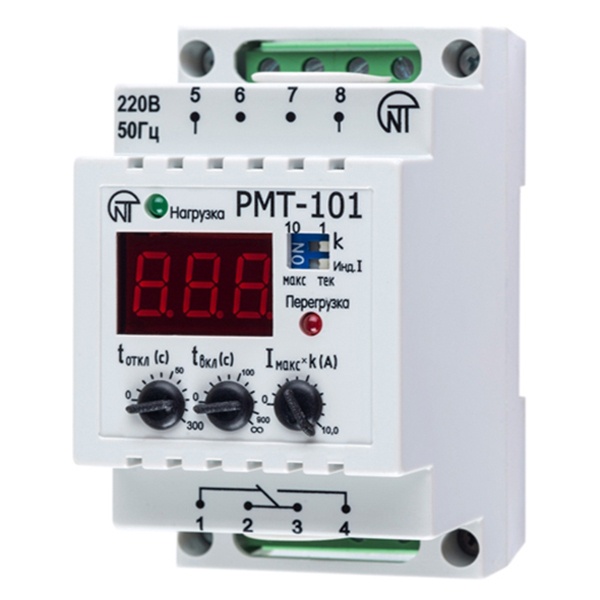 Реле максимального тока Новатек РМТ-101 до 100А 1НО/НЗ 230В