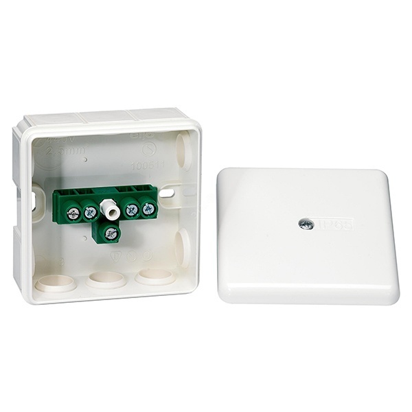 Коробка распаячная Schneider Electric 87х87х40 открытой проводки с клеммами 5х2,5 мм белая IP65