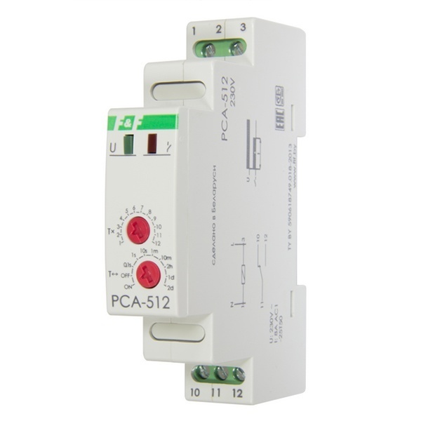 Реле времени Евроавтоматика PCA-512 0.1с - 24дн., 8А, 1NO/NC, задержка выключения