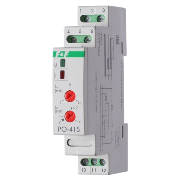 Реле времени Евроавтоматика PO-415 1-15мин., 16А, 1NO/NC, задержка выключения