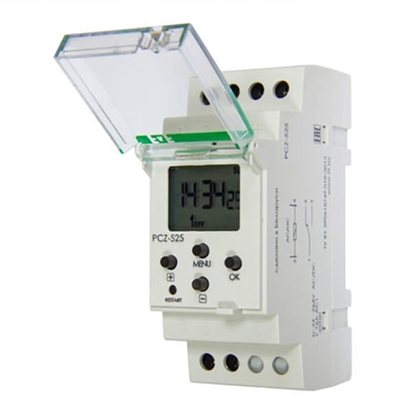 Реле времени астрономическое Евроавтоматика PCZ-525 24-264В AC/DC 16А ночной перерыв 1NO/NC NFC