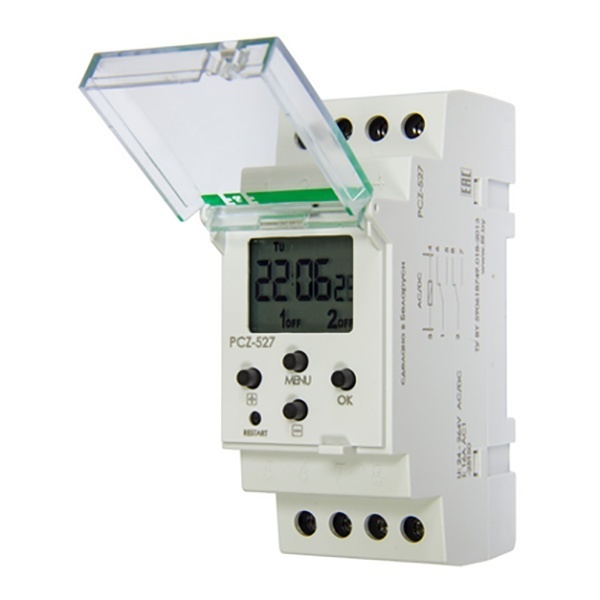 Реле времени астрономическое Евроавтоматика PCZ-527 24-264В AC/DC 16А ночной перерыв 2NO/NC
