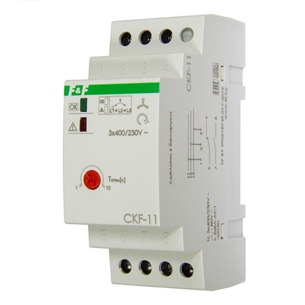 Реле контроля фаз Евроавтоматика CKF-11 асимметрия 80В задержка отключения 1-10с 8A 1NO+1NC