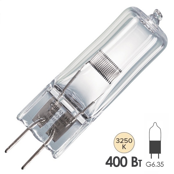 Лампа специальная галогенная Osram 64663HLX EVD A1/239 400W 36V G6.35 50h (GE41164;SYLVANIA 9060826)
