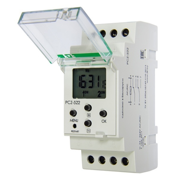 Реле времени программируемое Евроавтоматика PCZ-522 24-264В AC/DC сутки/неделя циклы 2NO/NC 16А NFC