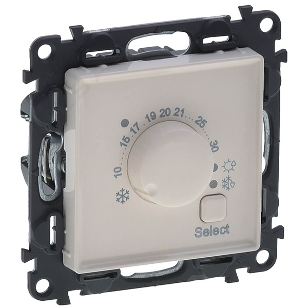 Комнатный электронный термостат 5-30 °С 8А 230В с лицевой панелью Legrand Life слоновая кость (бежевый)
