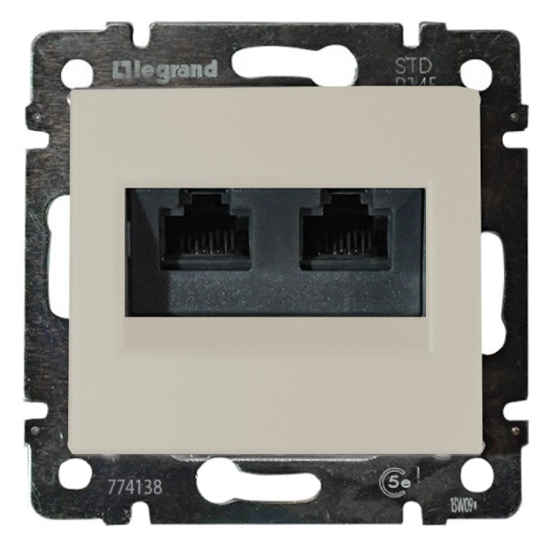 Информационная розетка Legrand Valena RJ45 категория 5e UTP 2 выхода на винтах слоновая кость (бежевый)