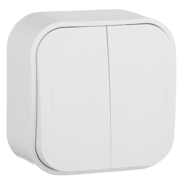 Накладной переключатель двухклавишный Legrand Quteo белый