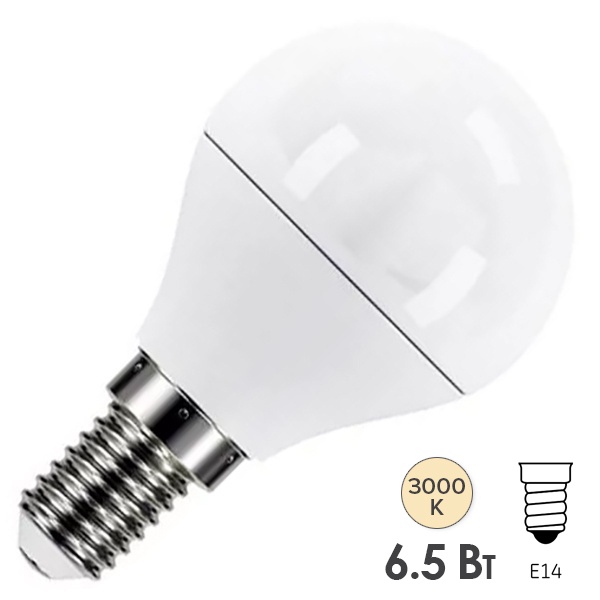 Лампа светодиодная шарик Radium RL-P 6,5W/830 (60W) 3000K 220V E14 550Lm тепло-белый свет