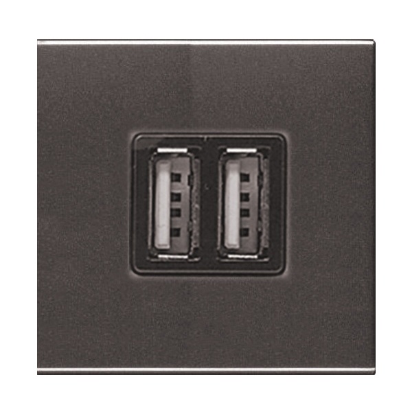 USB зарядное устройство ABB 2 модуля 2х750мА / 1х1500мА Zenit,антрацит (N2285 AN)