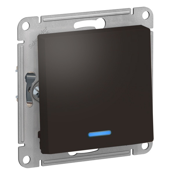 Одноклавишный выключатель с подсветкой SE AtlasDesign 10A, мокко [уп 10 шт]