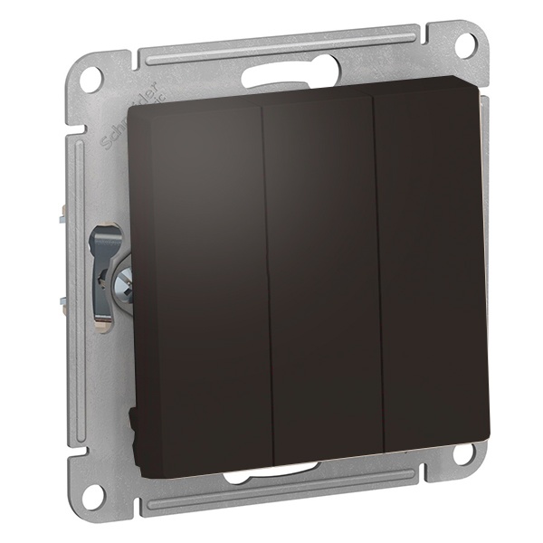 Трехклавишный выключатель SE AtlasDesign 10A, мокко [уп 10 шт]
