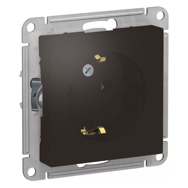 Розетка с заземлением SE AtlasDesign 16А, мокко [уп 10 шт]