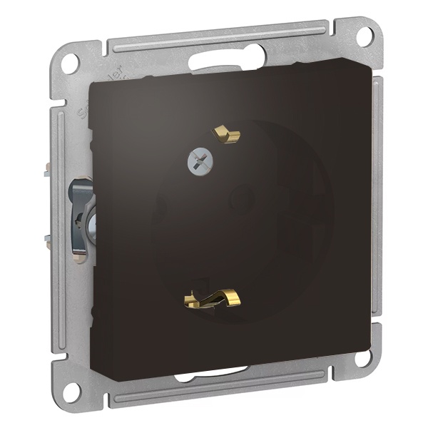 Розетка с заземлением со шторками SE AtlasDesign 16А, мокко [уп 10 шт]