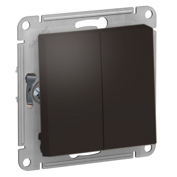 Двухклавишный выключатель SE AtlasDesign 10A, мокко [уп 10 шт]