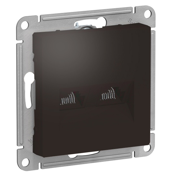 Розетка двойная компьютерная SE AtlasDesign RJ45+RJ45 кат 5E, мокко [уп 5 шт]